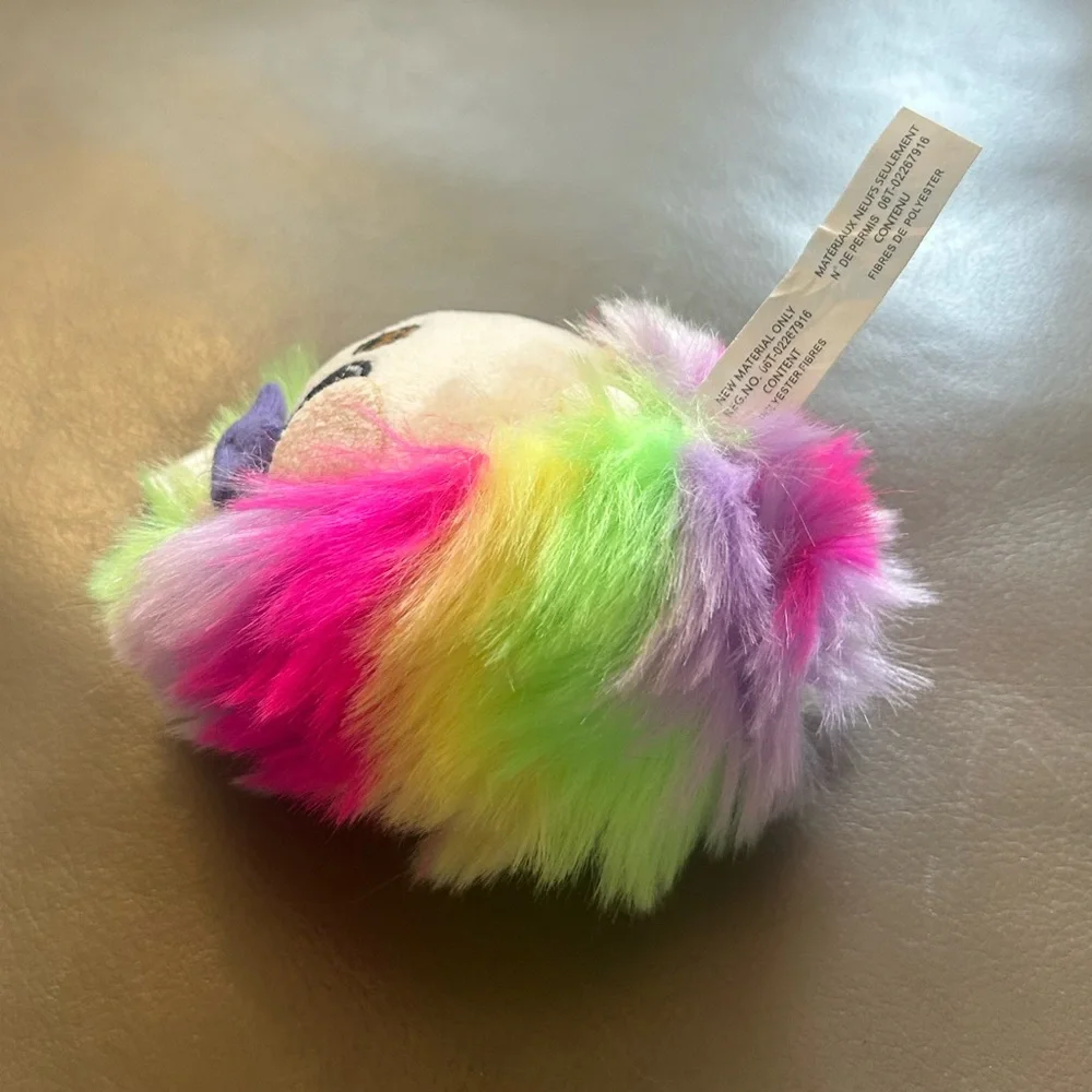 Rainbow💙🩷💚💛💜 Teddy Bear🧸 with purple bow Plush Keychain